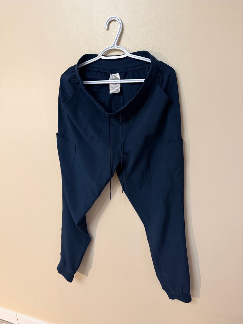 Carhartt Dark Navy Scrub Bottoms with drawstring.